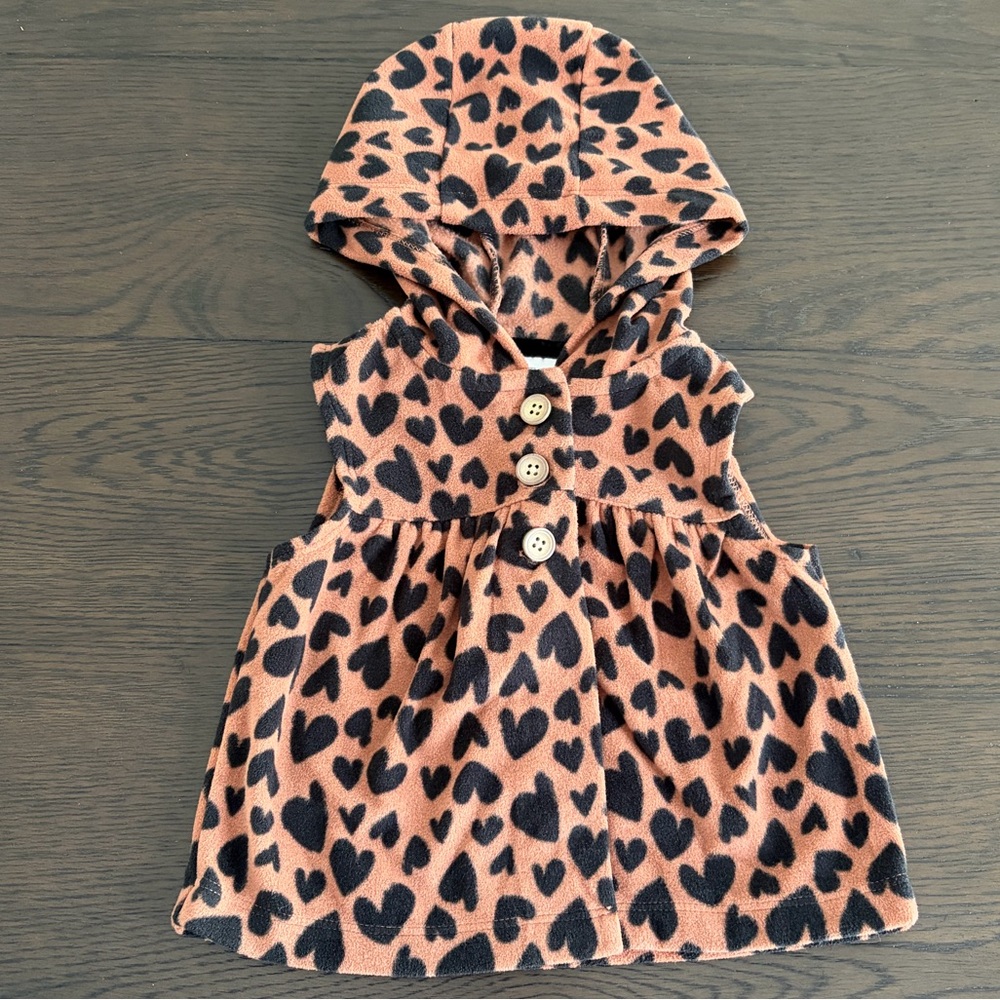 Carters Leopard Hearts Fleece Hooded Jacket (9M)